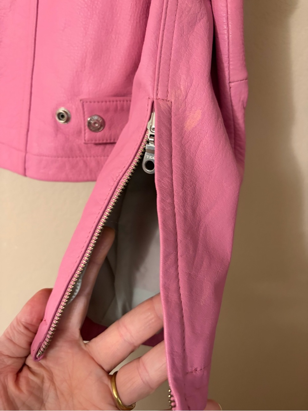 Vintage Wilsons Leather Maxima Pink Moto Jacket Small Y2K Cafe Racer Biker S - Picture 11 of 16